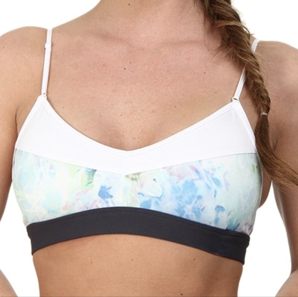 Alo White Tidal Flow Blue sports bra light support bralette - Picture 1 of 6